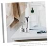 Didiseaon Stand and Shaving Brush Holder 2pcs Silver Aluminium Alloy Desktop Organizer Stable Safety Holder for Mens Bathroom Storage view 2