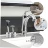 Didiseaon Stand and Shaving Brush Holder 2pcs Silver Aluminium Alloy Desktop Organizer Stable Safety Holder for Mens Bathroom Storage view 4