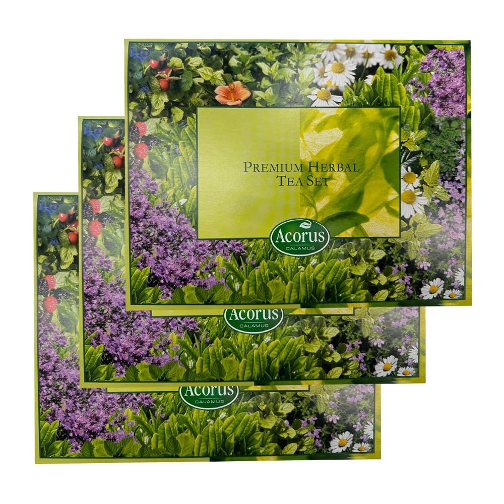 Acorus Premium Herbal Tea Set 100g 60 Tea Bags Made In Lithuania Green Tea Bag Assorted Tea Variety Pack Blends Herbal Tea Gift Set - Pack Of 3