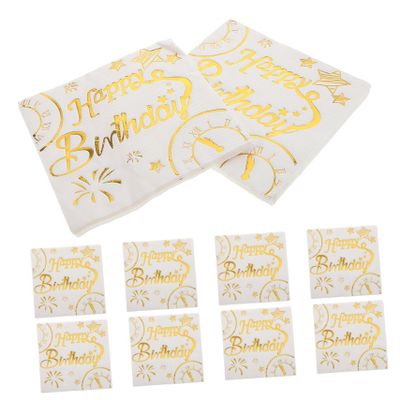 ABOOFAN 20pcs Decorative Tissue Foil Happy Birthday Napkins Elegant Paper Dinner Napkins Birthday Table Decorations for Household Use for Party Occasions