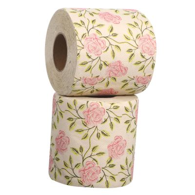 Healvian Rose Printed Toilet Paper Rolls Bamboo Pulp Soft Floral Tissue 2 Pack Decorative for Bathroom Kitchen Travel