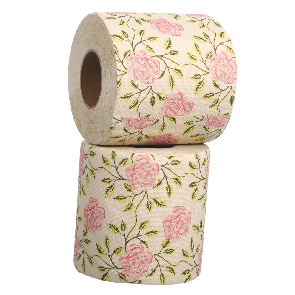 Healvian Rose Printed Toilet Paper Rolls Bamboo Pulp Soft Floral Tissue 2 Pack Decorative for Bathroom Kitchen Travel