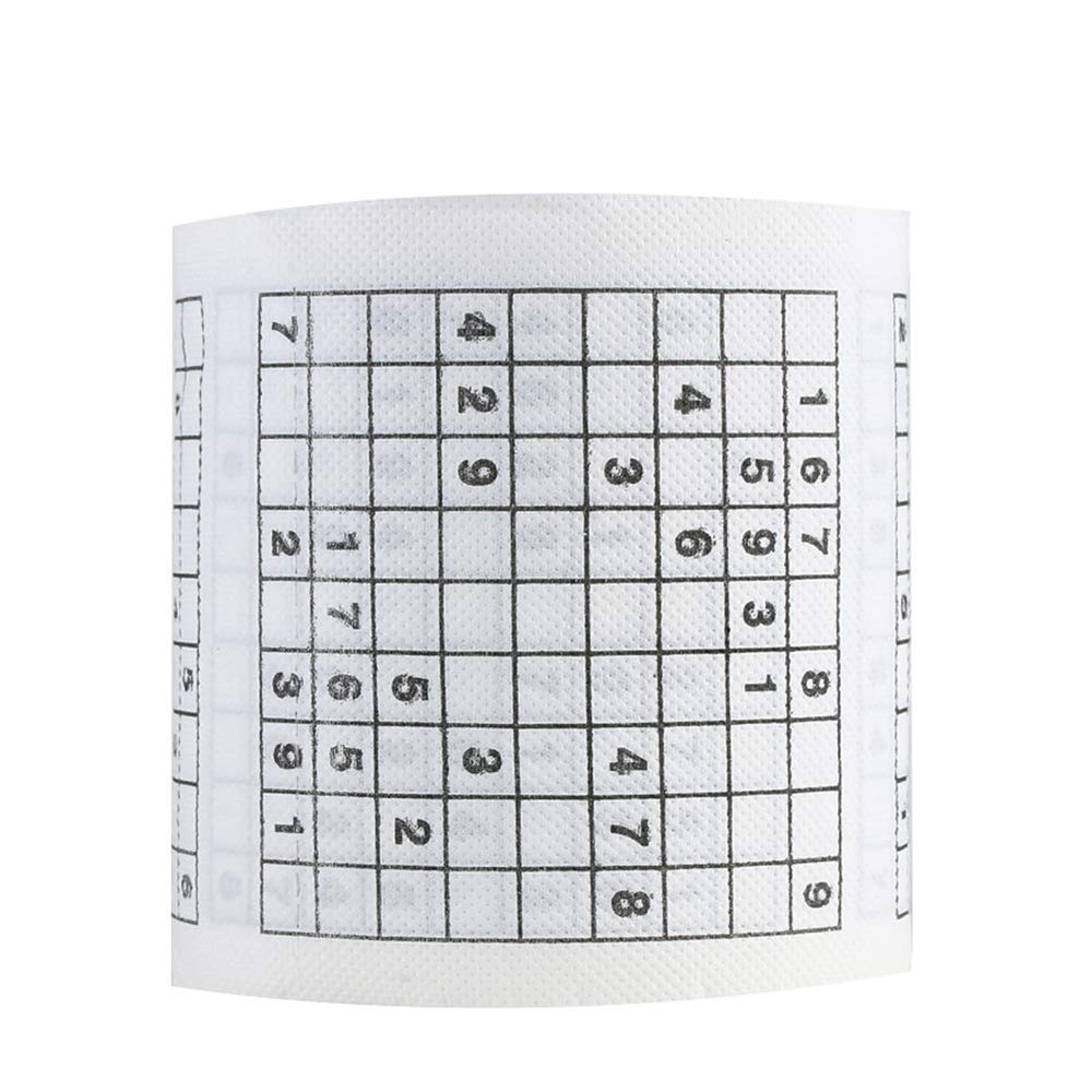 Funny Sudoku Bathroom Tissue,Novelty Bath Tissue Roll Toilet Paper Potty Gag Prank Toilet Paper Classic Puzzle Sudoku Game Paper Roll for Home Cafe Shop Restaurant (As Shown)