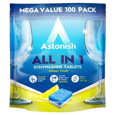 ASA All in 1 Powerful Cleaning Dishwasher 42 Tablets -Fresh Lemon Zesty Scent - With Salt & Rinse Aid - Lemon Fresh
