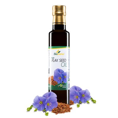 Biopurus Pure Premium Cold Pressed Flax Seed Oil 250ml  Food Grade Linseed Oil Rich in Omega 3  Vegan Cold Use Cooking for Salads, Smoothies & Healthy Nutrition