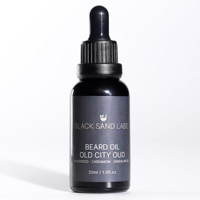 Black Sand Labs Natural Beard Oil for Men - Moisturising Oil with Argan, Jojoba & Castor Oils - Nourishing Beard Oil for Healthier Hair Growth - Premium Beard Care for Men (30ml, Old City Oud)