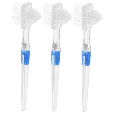 MOLUCKFU 3pcs Denture Brush False Teeth Cleaning Brush Double-Sided Toothbrush Denture Cleaning Tool for Fresh Breath