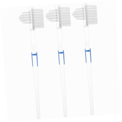 FOYTOKI 3-Pack Double-Sided Denture Brush Set for False Teeth Cleaning Comfortable to Hold for Denture Care