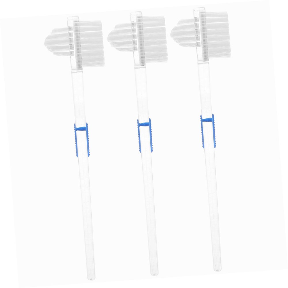 FOYTOKI 3-Pack Double-Sided Denture Brush Set for False Teeth Cleaning Comfortable to Hold for Denture Care