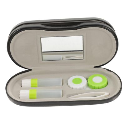 Anneome Portable Travel Lens and Eyeglass Case Double Bottle Black Compact Myopic Lens Storage Box and Glasses Protection