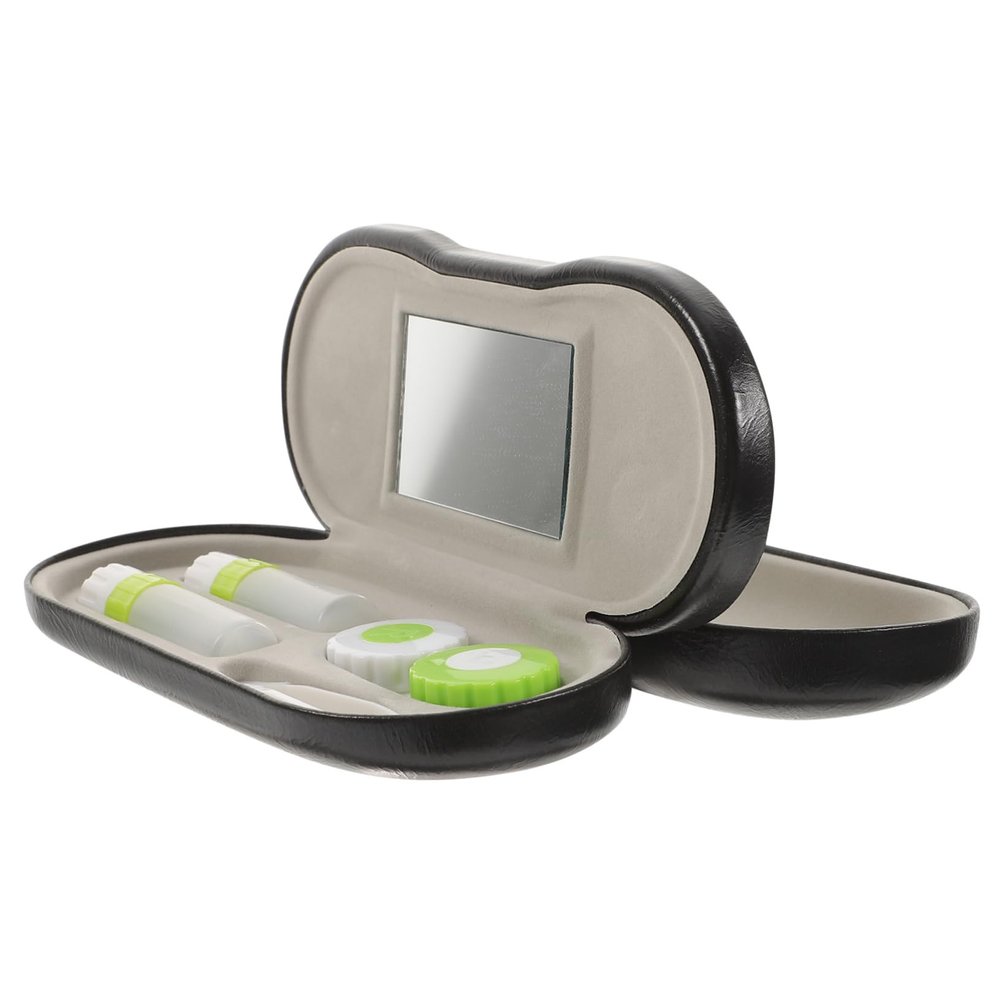 BCOATH 2-in-1 Black Lenses and Glasses Case Double Layer Portable Lens and Eyeglass Storage Box Travel Lens Kit for Home and Travel