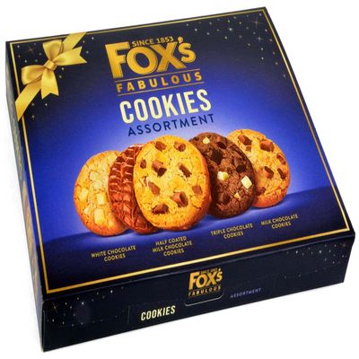 Fox's Fabulous Assortment Cookies 365g - Four Varities | Milk, White, Triple & Half Coated Milk Chocolate Flavours | Selection Box Christmas | Christmas Gifting for Friends and Family