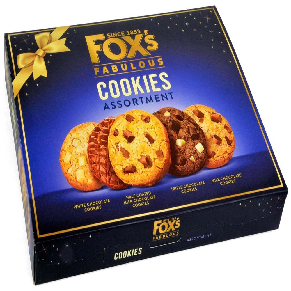 Fox's Fabulous Assortment Cookies 365g - Four Varities | Milk, White, Triple & Half Coated Milk Chocolate Flavours | Selection Box Christmas | Christmas Gifting for Friends and Family