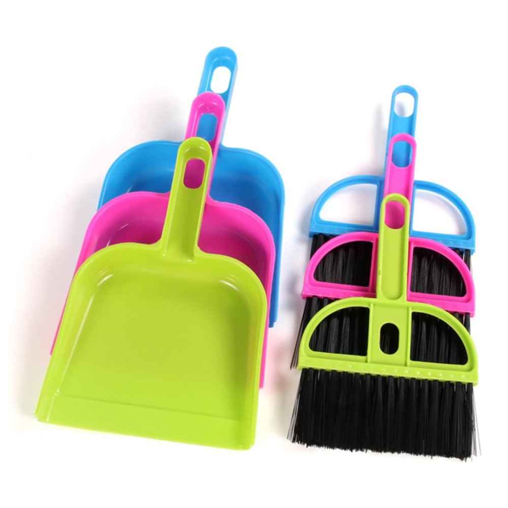 Baluue 6sets Mini Broom and Dustpan Cleaning Dust Remover Plastic Keyboard Sweeping Tool Cleaner for Desktop Cleaning Supplies Mini Broom
