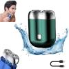 New Model Mini Dual-Head Electric Shaver, Mini Razor Dual Head Portable, Double Head Razor, Pocket Size Washable Electric Razor, Double-Ring Magnetic Cutter (Green) view 1