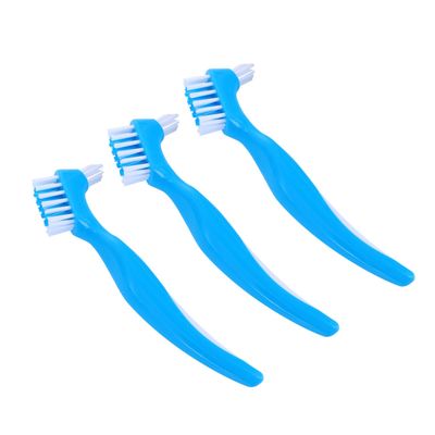BEBEMOKO False Teeth Brush Dental Toothbrush for False Teeth Double-Sided Cleaning Brush with Non-Slip Handle for Home Use 6Pcs