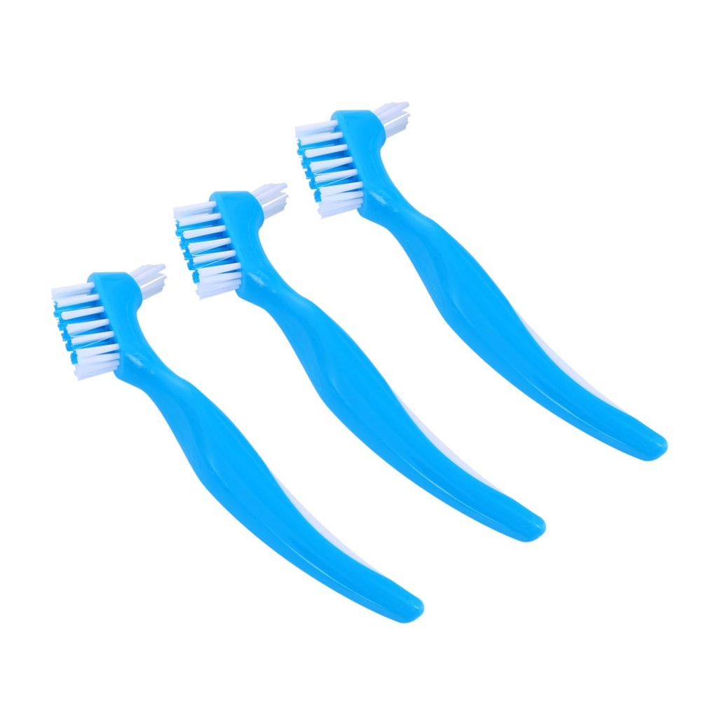 BEBEMOKO False Teeth Brush Dental Toothbrush for False Teeth Double-Sided Cleaning Brush with Non-Slip Handle for Home Use 6Pcs