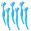 HOMOCONO 6pcs Dual Head Dental Cleaning Brush for False Teeth, Blue Double Sided Toothbrush Set for Denture Care and Oral Hygiene, Portable Dental Toothbrush for Adults view 1