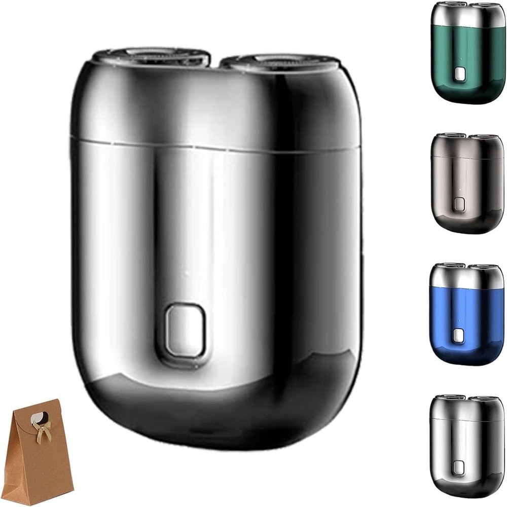 2025 New Upgrade Pocket Shaver USB Mini Shavers for Men, Rechargeable Waterproof Compact Electric Shaver, Double Head Razor, Electric Mini Portable Razor (Silver)