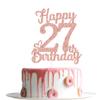 27 Birthday Cake Toppers-Rose Gold Glitter, Happy 27th Cake Topper for Men,27 Cake Topper For Women, 27th birthday decorations,27th Birthday Cake Topper Twenty seven view 4