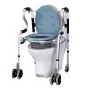 Bedside Commode Chair, Multifunctional Commode Mobile Chair Toilet Chair with Wheels, Adjustable Height Shower Bath Chair or, for Elderly Handicap Adults,1-With seat plate (1 With seat plate) view 2