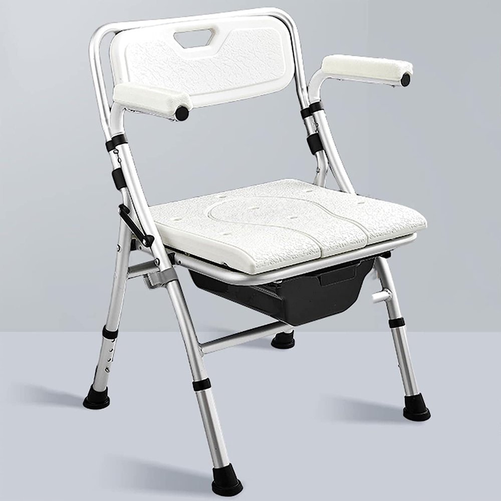 ZGYOZMNG Bath Chair with Arms, Shower Seat,Bedside Commode Commode Chair for Toilet - for Elderly, Adults, Disabled (D)