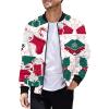Foweknow Bomber Jacket Men's Christmas Sweat Jacket Funny 3D Print Christmas Jacket Without Hood Long Sleeves Leisure Jacket Fashionable Outdoor Jacket Christmas Jumper Transition Jacket, White, S view 1