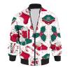 Foweknow Bomber Jacket Men's Christmas Sweat Jacket Funny 3D Print Christmas Jacket Without Hood Long Sleeves Leisure Jacket Fashionable Outdoor Jacket Christmas Jumper Transition Jacket, White, S view 2