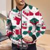 Foweknow Bomber Jacket Men's Christmas Sweat Jacket Funny 3D Print Christmas Jacket Without Hood Long Sleeves Leisure Jacket Fashionable Outdoor Jacket Christmas Jumper Transition Jacket, White, S view 3