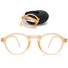 ABETOS Round Folding Blue Light Blocking Reading Glasses Ultra-light Oval Foldable Portable Spring Hinge Computer Readers for Women Men with Case, Orange 1.0 view 1