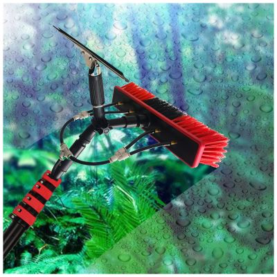 12FT Water/Hose Fed Window Cleaning Pole with Brush for Photovoltaic and Solar Panels
