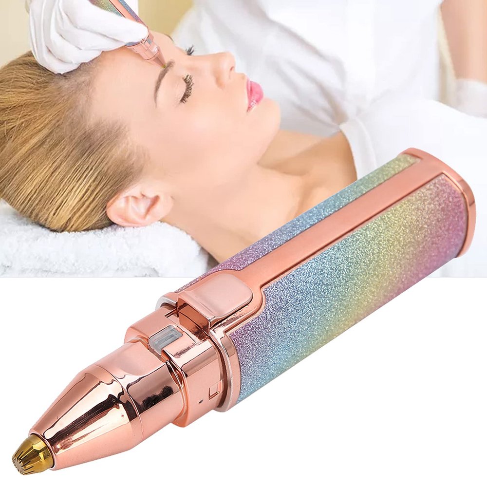 Facial & Body Removal Epilator for Women, Water-Resistant Electric with USB Charging, Built-in Light, 2-in-1 Knife Heads, Easy to Clean