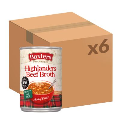 Baxters Favourites Highlanders Beef Broth, Ready-to-Eat Tinned Soup, 400 g (Pack of 6 Tins)