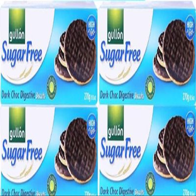 Sugar Free Dark Chocolate Gullon Digestive Biscuits 270g, I Pack of 4 I diabetic friendly biscuits on christmas or birthday. By First 4 Health