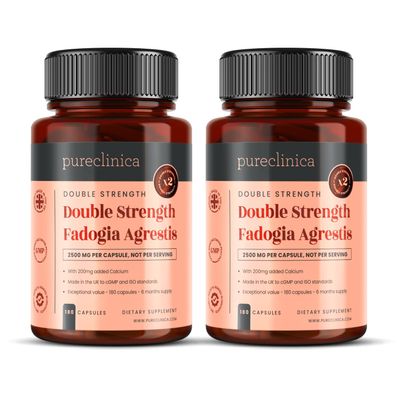Double Strength Premium Fadogia Agrestis - 2500mg x 360 Capsules (2 Bottles of 180) - 12 Months Supply