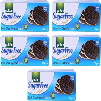 Sugar Free Dark Chocolate Gullon Digestive Biscuits 270g, I Pack of 4 I diabetic friendly biscuits on christmas or birthday. By First 4 Health