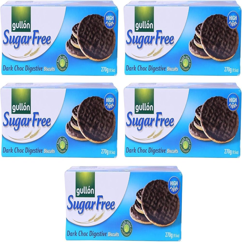 Sugar Free Dark Chocolate Gullon Digestive Biscuits 270g, I Pack of 4 I diabetic friendly biscuits on christmas or birthday. By First 4 Health