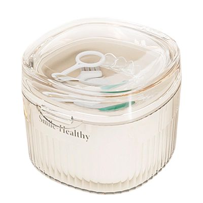 Denture Bath Case - Braces Cleaning Box, Secure Sealing Denture Box, Baths Denture Box for Braces Dentures, Denture Box for Storage and Immersion of Mouth Guards Retainers Dentures