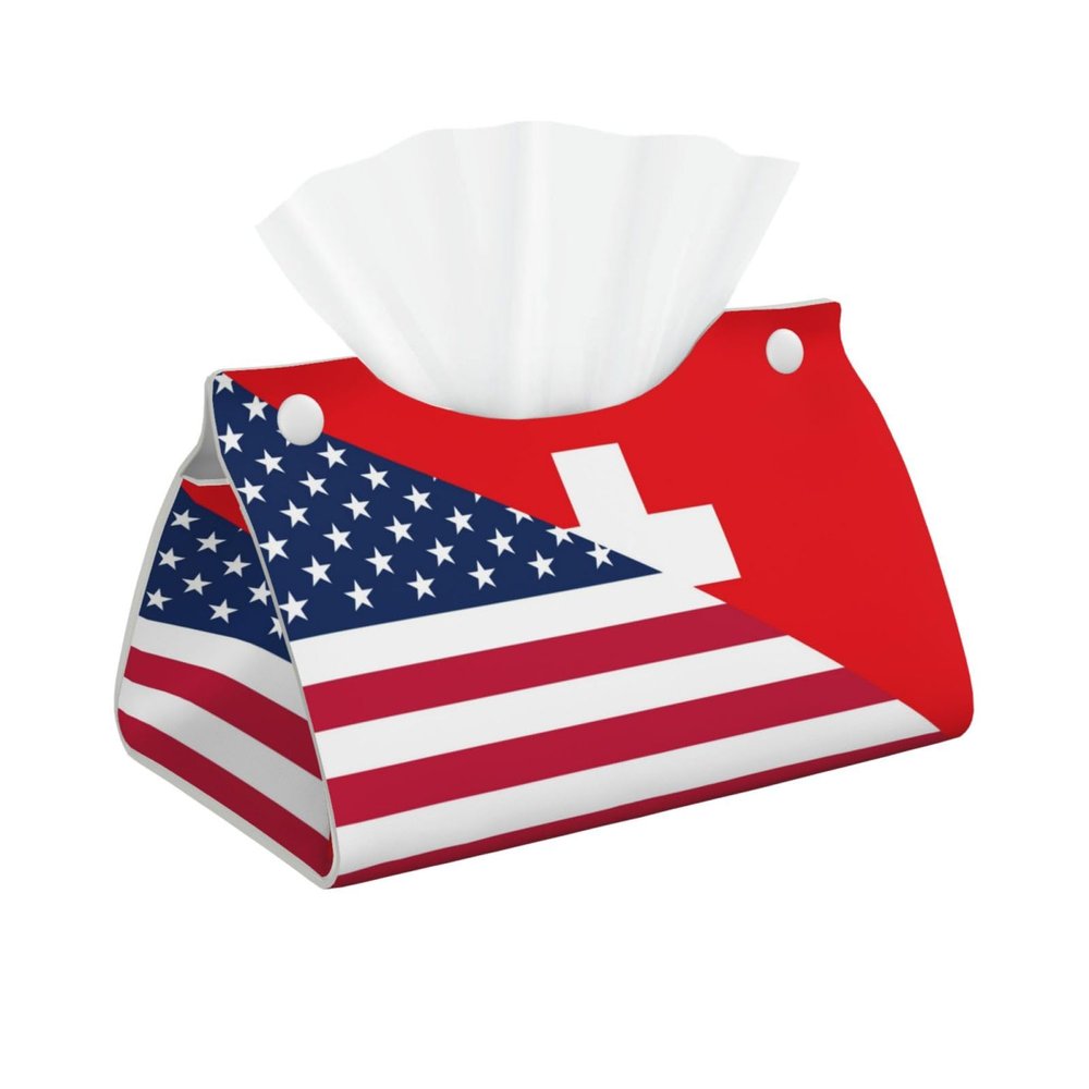 Kuilepa USA Switzerland Print Tissue Box Cover,Stylish Tissue Box Holder Decorative Tissue Cover for Bathroom Toilet Bedroom Living Room Table Desk Office