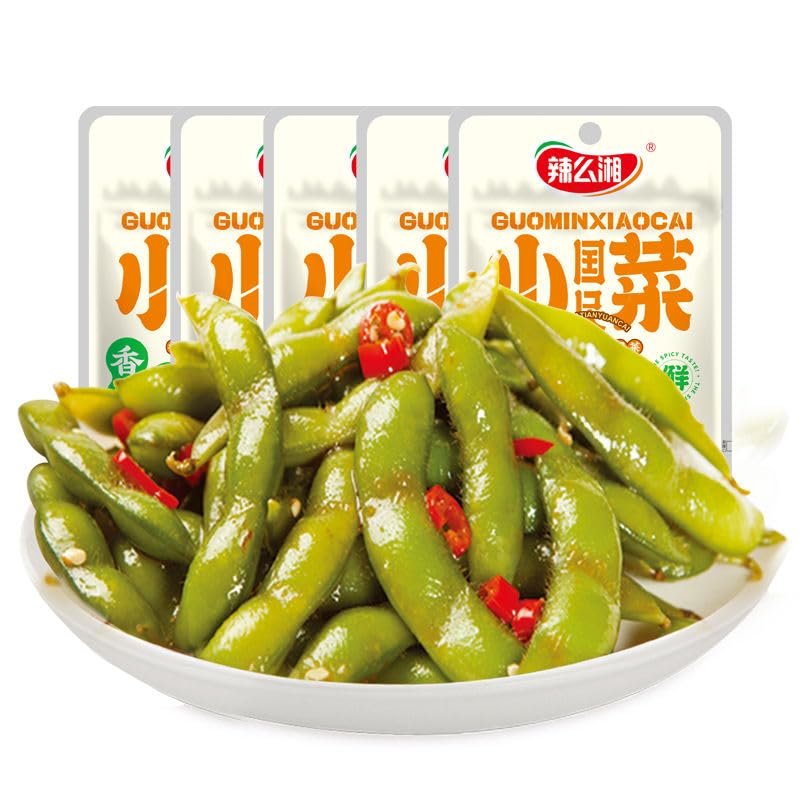Pickled pepper radish,Enoki mushroom,dried radish,Sour beans,Healthy vegetarian vegetables,Pickles,Instant Meals,Delicious snack gifts (green soybeans,10 packs)