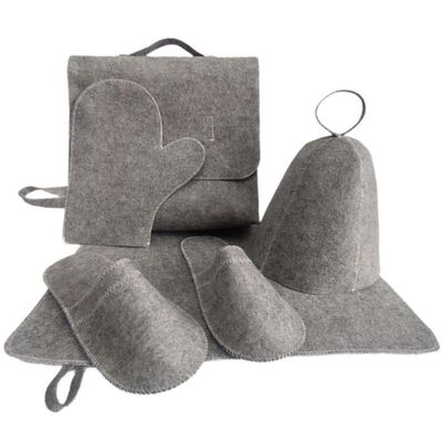 Glixoft 1 Set Sauna Five-piece Set Bath House Hat Bathing Cap Wool Bath Hats Sauna Hat, Spa Hat Sauna Accessories for Sauna Supply
