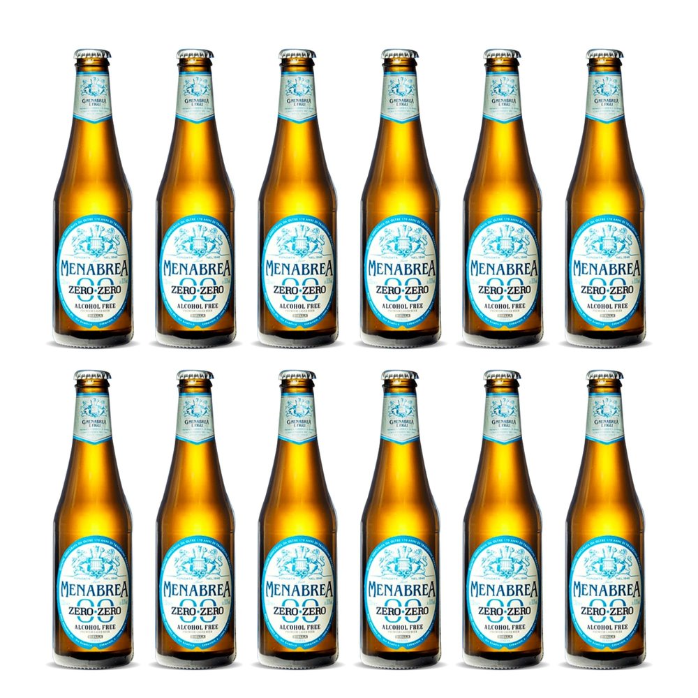 Menabrea Alcohol-Free Beer by Wise Bartender  Premium Alcohol-Free Lager with a Smooth, Full-Flavored Taste, Vegan & Low Sugar, No Alcohol Beer Perfect for Any Occasion (Pack of 12)