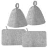 lasuroa 2pcs Sauna Hats & 2pcs Sauna Mats, High Absorbent Premium Felt Banya Set Sauna Caps And Sauna Pads Cushion Practical Steam Bath Sauna Accessories for Women And Men(Gray) view 1
