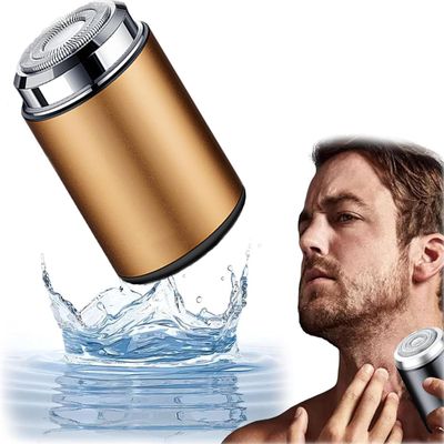Mini Portable Electric Shaver, Newest Unisex USB Rechargeable Waterproof Shaver Mini Electric Shaver, Mini Travel Shaver Electric Beard Trimmer Portable Pocket Size Electric Razor (Gold)