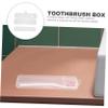 minkissy Travel Toothbrush Case 2pcs Rectangular Plastic Storage Box Double Card Slots Flip-top Leak-Proof Cover for Brushes and Toothpaste view 3