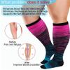 3 Pairs Plus Size Compression Socks for Women and Men Wide Calf 20-30mmhg Extra Large Knee High Support for Circulation, 01- Red/Dark Blue/White/Light Blue, 5XL view 2