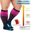 3 Pairs Plus Size Compression Socks for Women and Men Wide Calf 20-30mmhg Extra Large Knee High Support for Circulation, 01- Red/Dark Blue/White/Light Blue, 5XL view 3