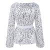 Foweknow Glitter Outfit, Women's Long Sleeve Sequin Top, Party Outfit, Festival, Sparkle, Airy Tops, Vintage Tunic, Blouses, Disco Outfit, Elegant Prom, Stage Show, Fancy Dress, White, M view 2