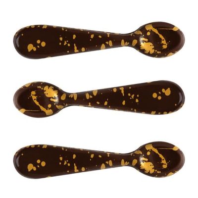 Leman Chocolate Golden Spot Spoons, Pack of 40 Premium Belgian Chocolate Spoons for Drinks & Desserts