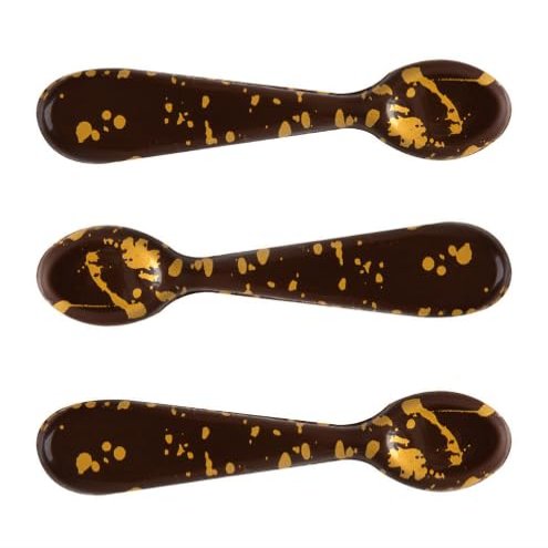 Leman Chocolate Golden Spot Spoons, Pack of 40  Premium Belgian Chocolate Spoons for Drinks & Desserts